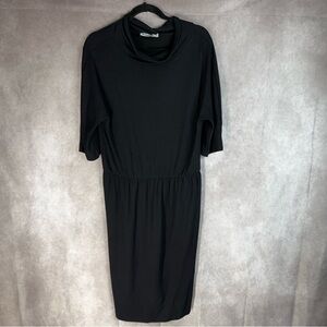 Jil Sander Viscose Wool Sheath Long Sleeve Dress In Black Women's Size 42 US 6